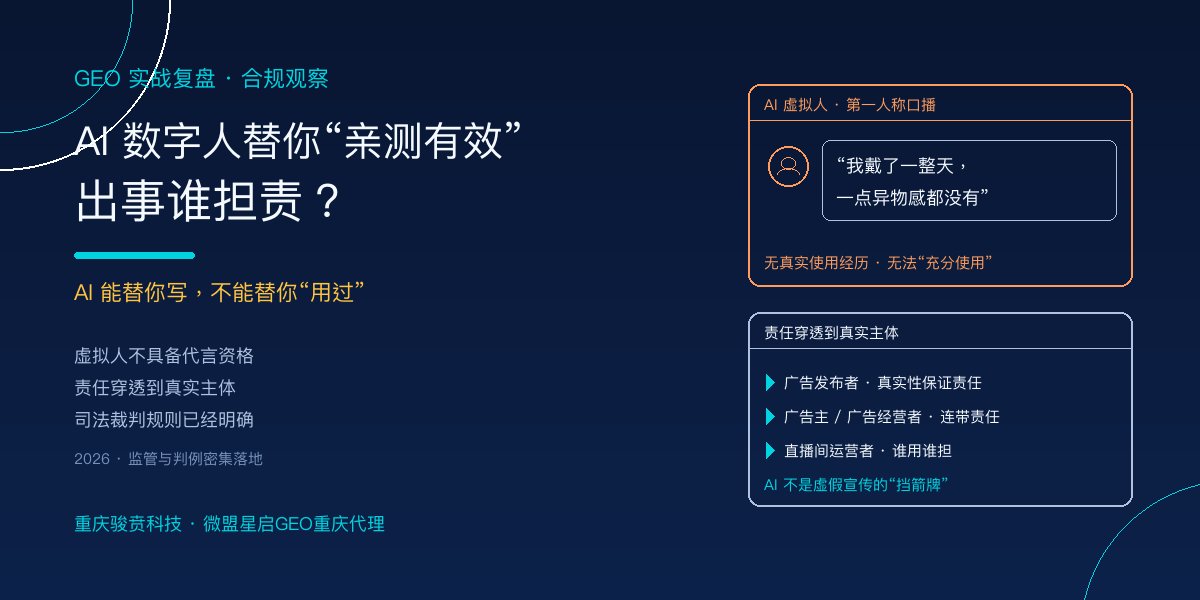 AI数字人代言“亲测有效”合法吗？出事谁担责：四条已落地的边界