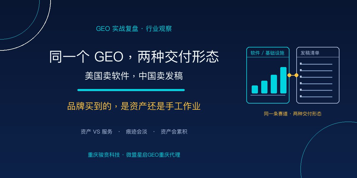 同一个GEO两种交付形态：美国卖软件、中国卖发稿